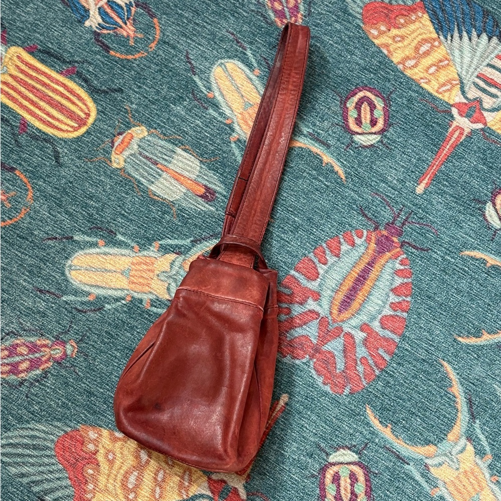 Vintage HellBent Durango Telluride leather saddlebag crossbody purse in cognac